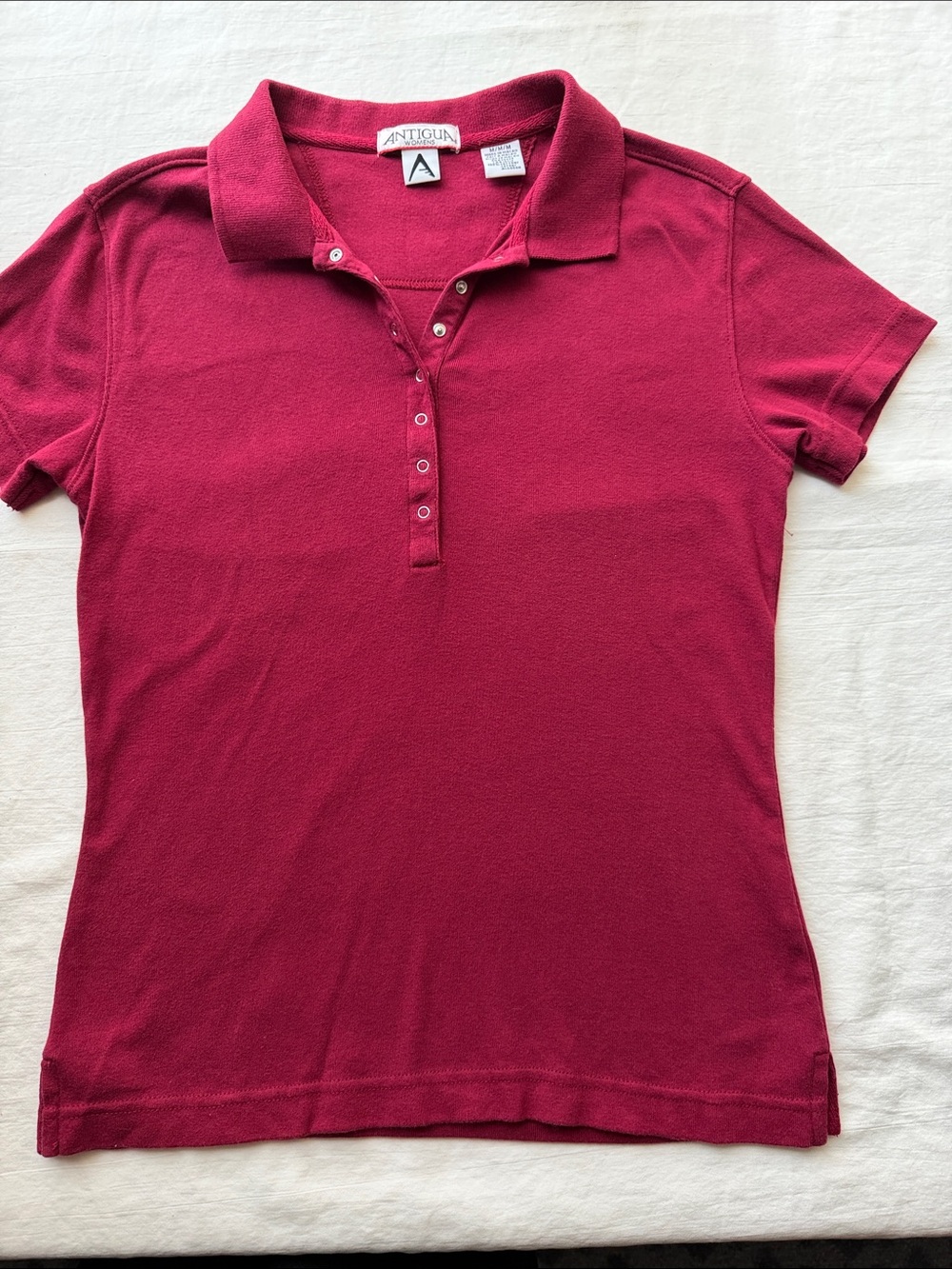 Antigua Women's Button-Down Polo in Berry Red